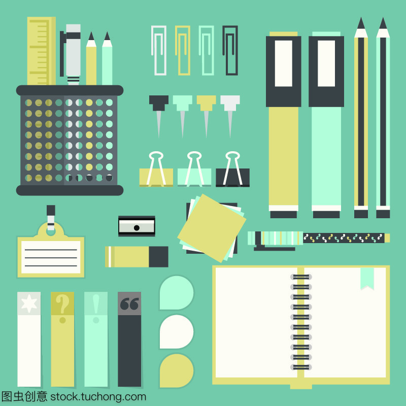 Office 工具、用品和文具圖標集 提升平面設計效率與視覺表達